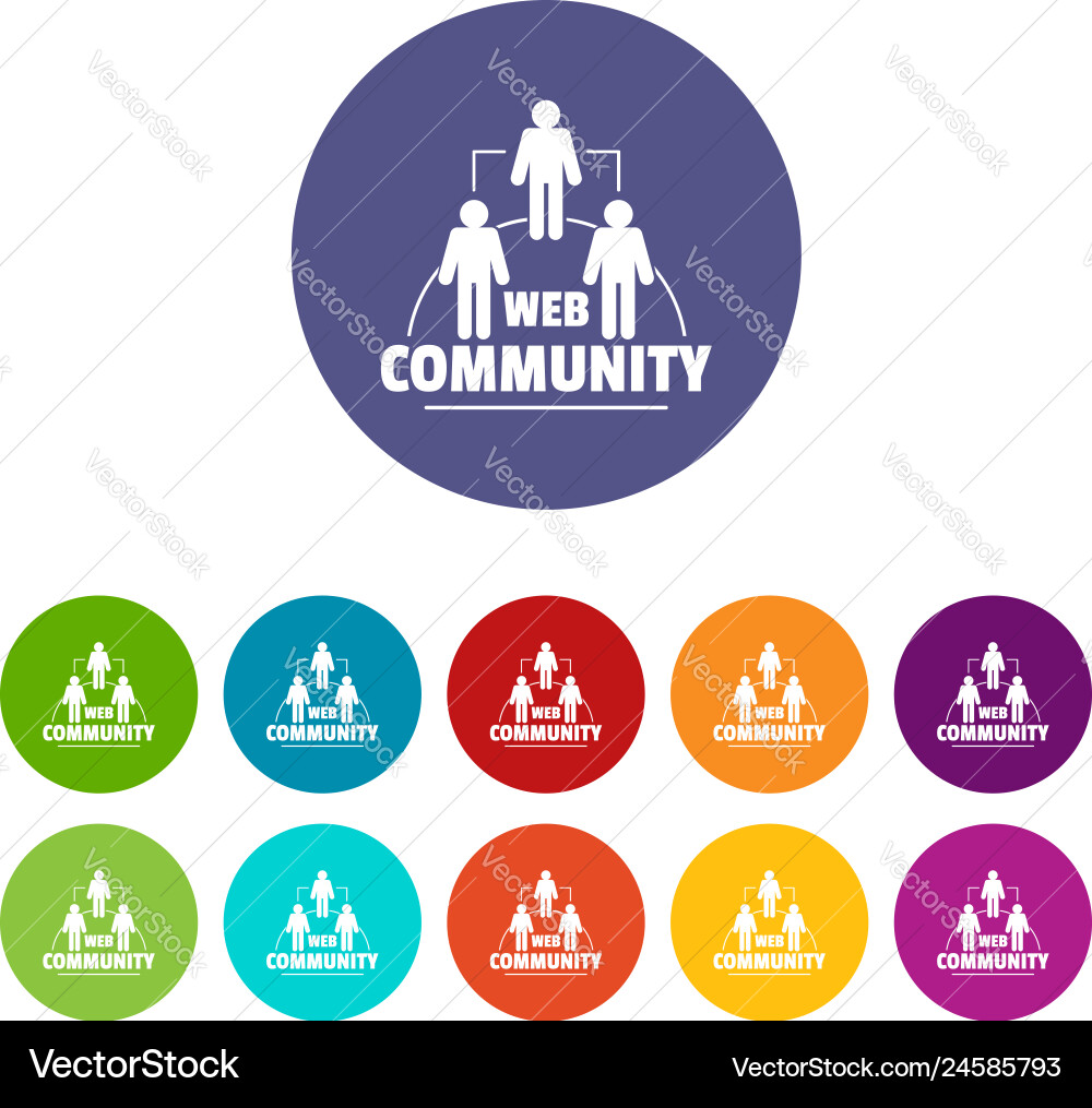 Web community icons set color Web community icons set color Vector Image