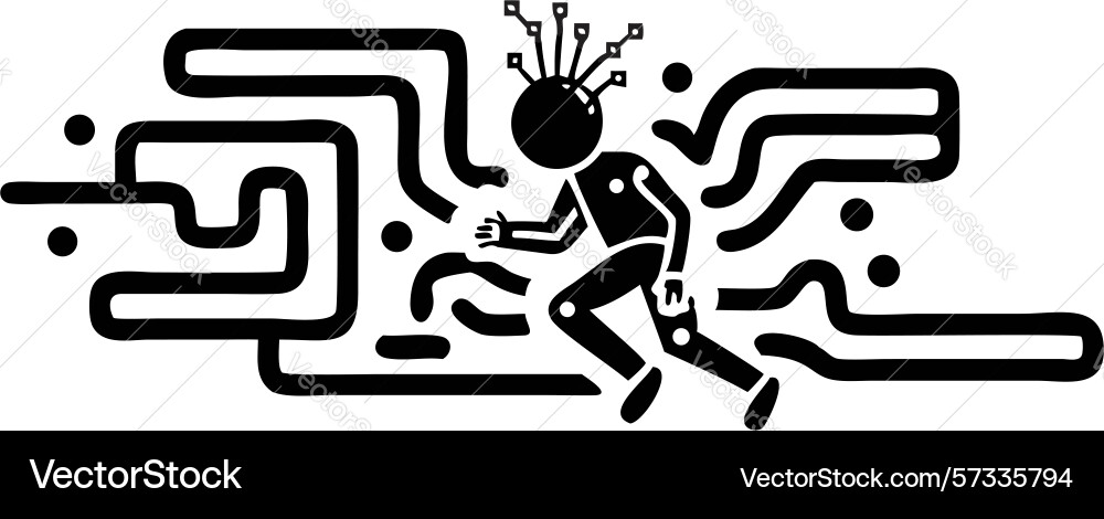 Computer bug and digital circuitry glitch design vector image
