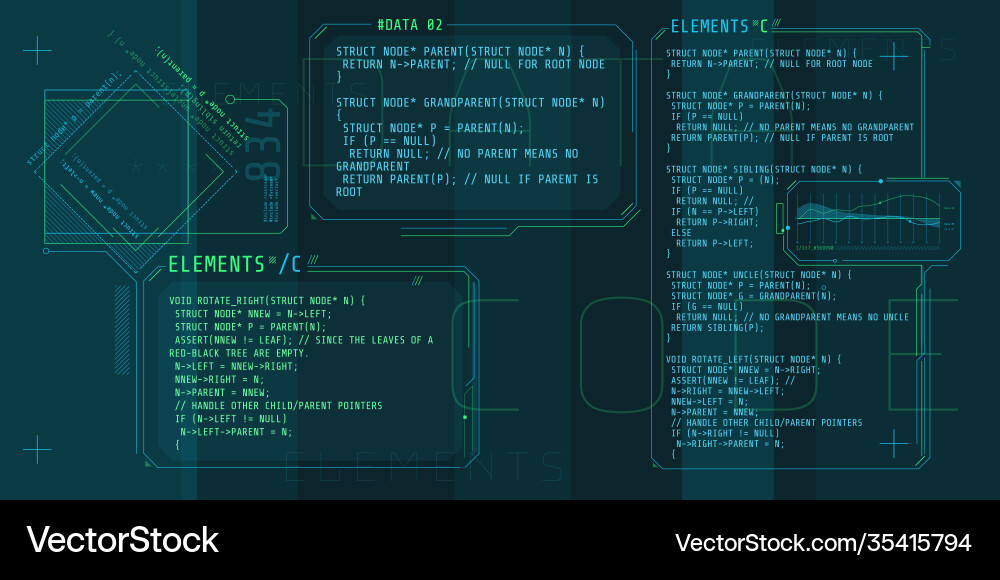Moderne HUD Interface Elemente - C Code Vektorbild