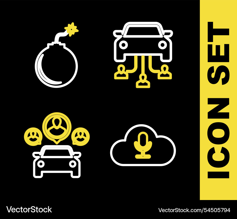 Set Line Car Sharing Musik Streaming Service Set Line Car Sharing Musik Streaming Service vektorbild