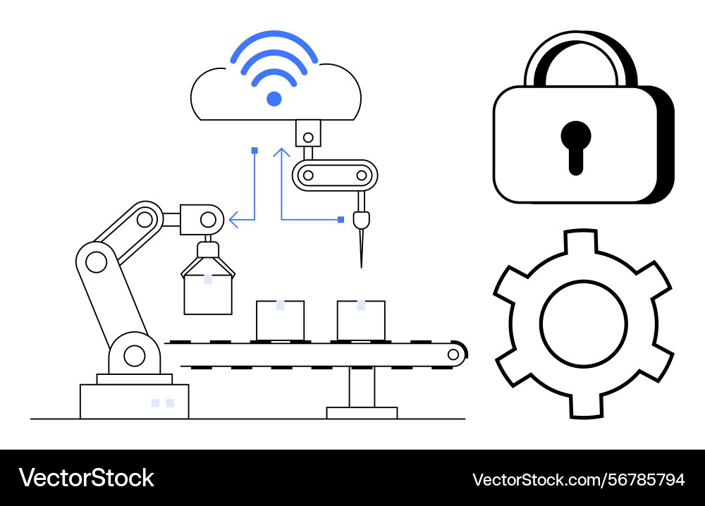 Smart factory automation with secure connectivity vector image