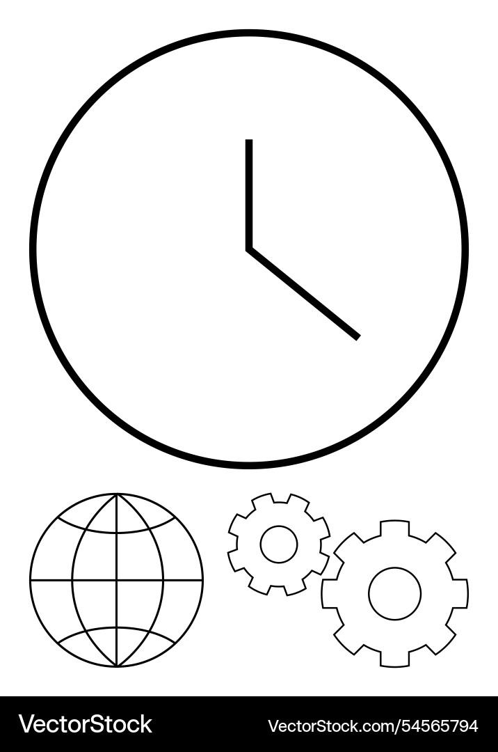 Time management concept with clock globe Time management concept with clock globe Vector Image