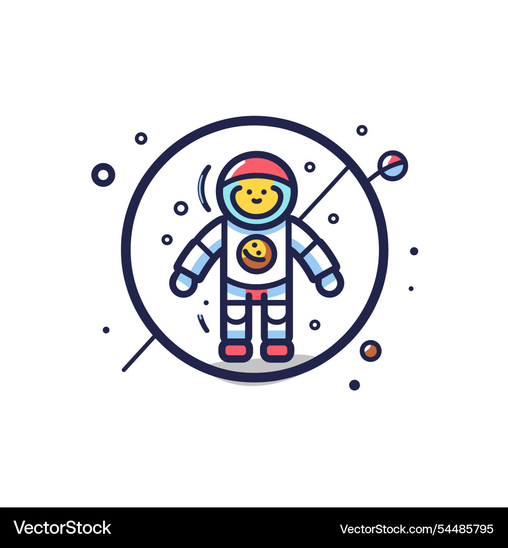 Astronaut floats in space with cheerful expression Vector Image