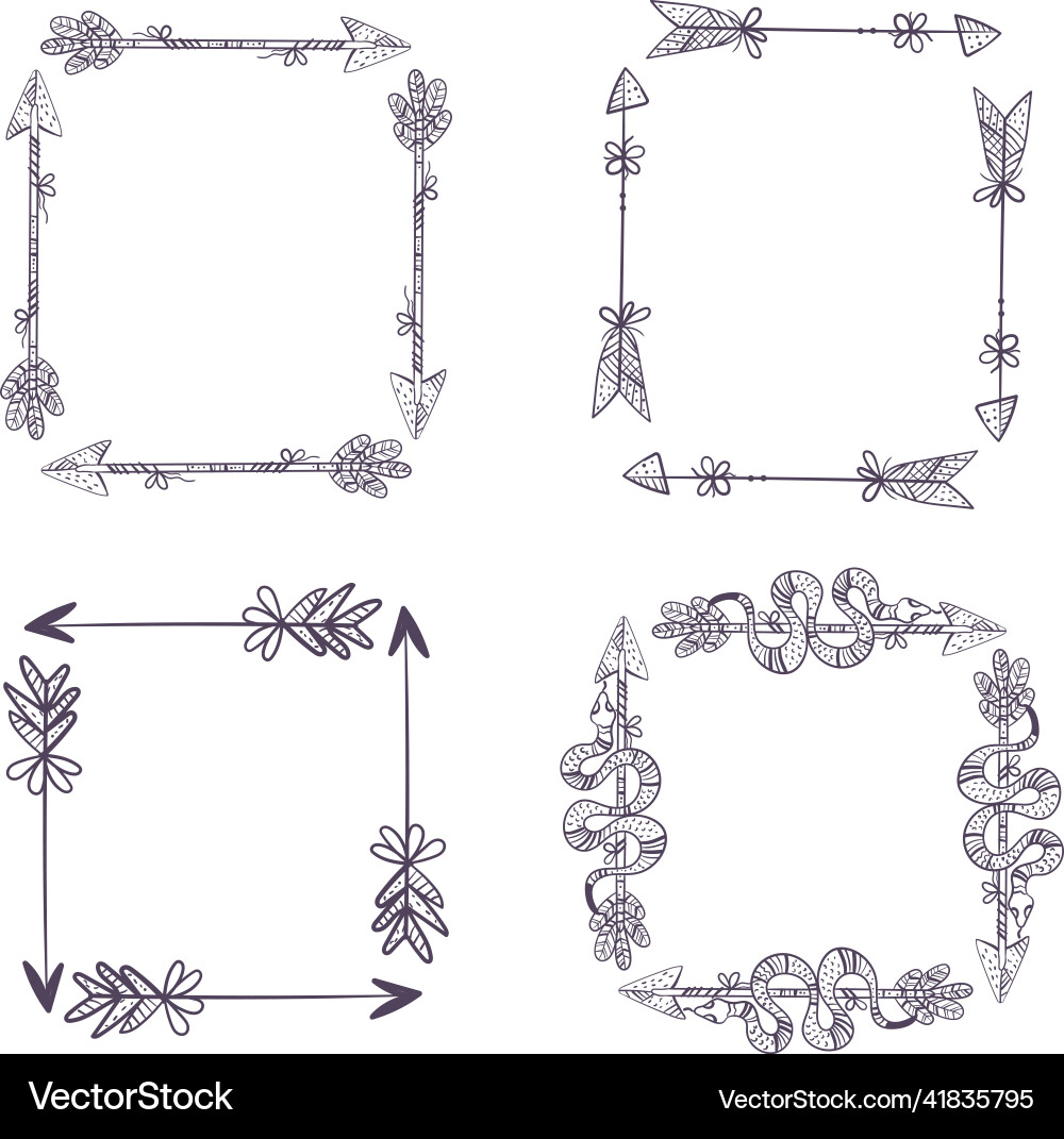 Boho Arrow Frame Sketch Border Vector Image