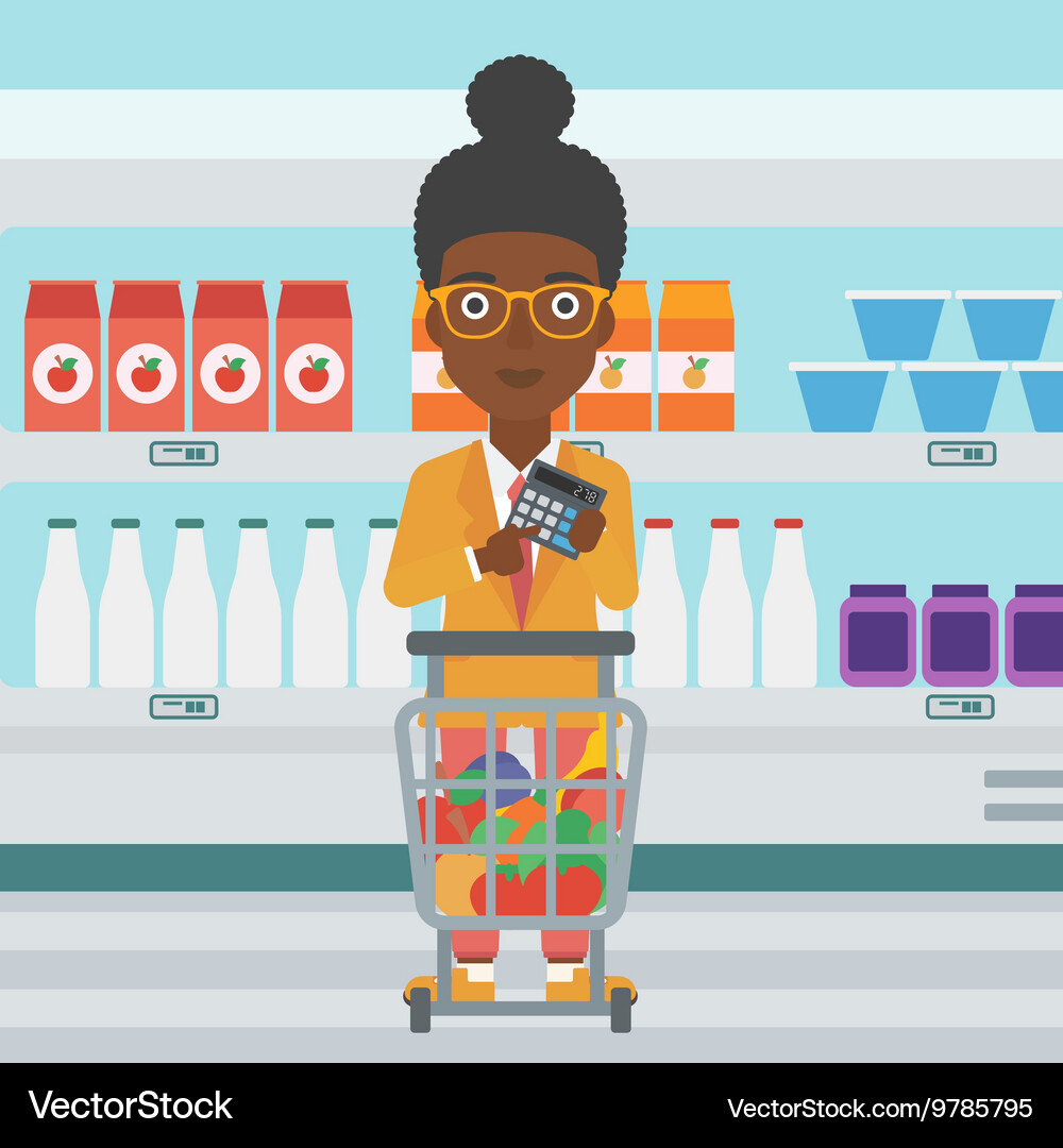 Customer counting on calculator Vector Image