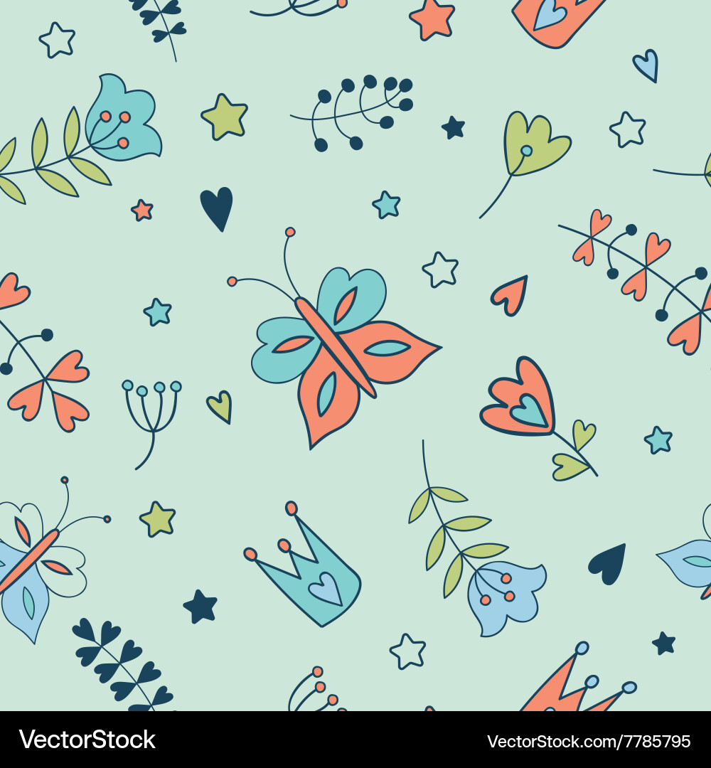 Floral Spring Butterfly Pattern Vector Image