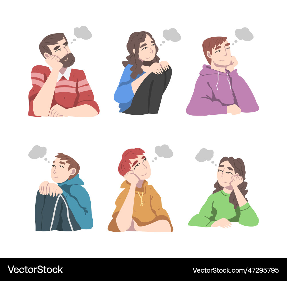 People characters daydreaming and fantasizing – Royalty-Free Vector |  VectorStock, image size:1000x980