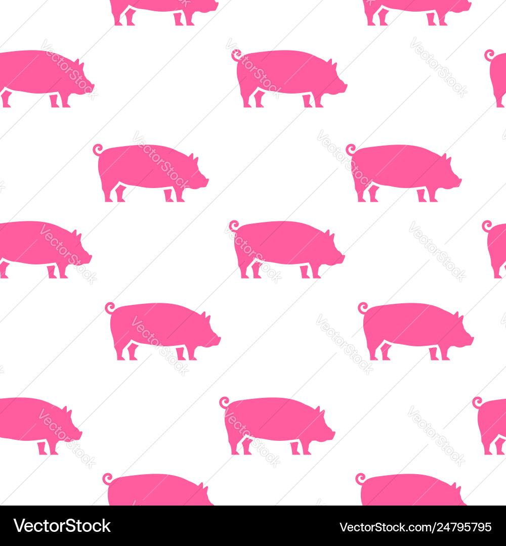 Pig silhouette seamless pattern pork meat Pig silhouette seamless pattern pork meat vector image