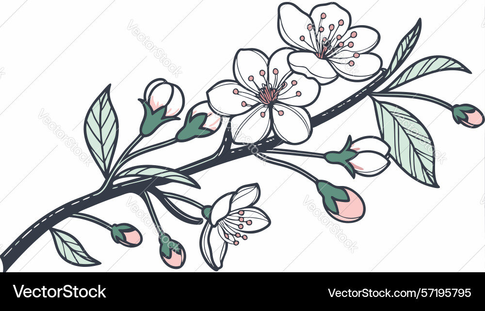 Spring flowering branch design generative ai vector image