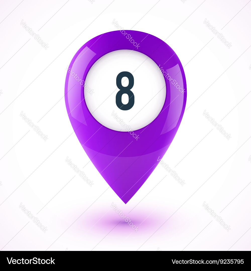 Violet realistic 3d glossy map point symbol Vector Image