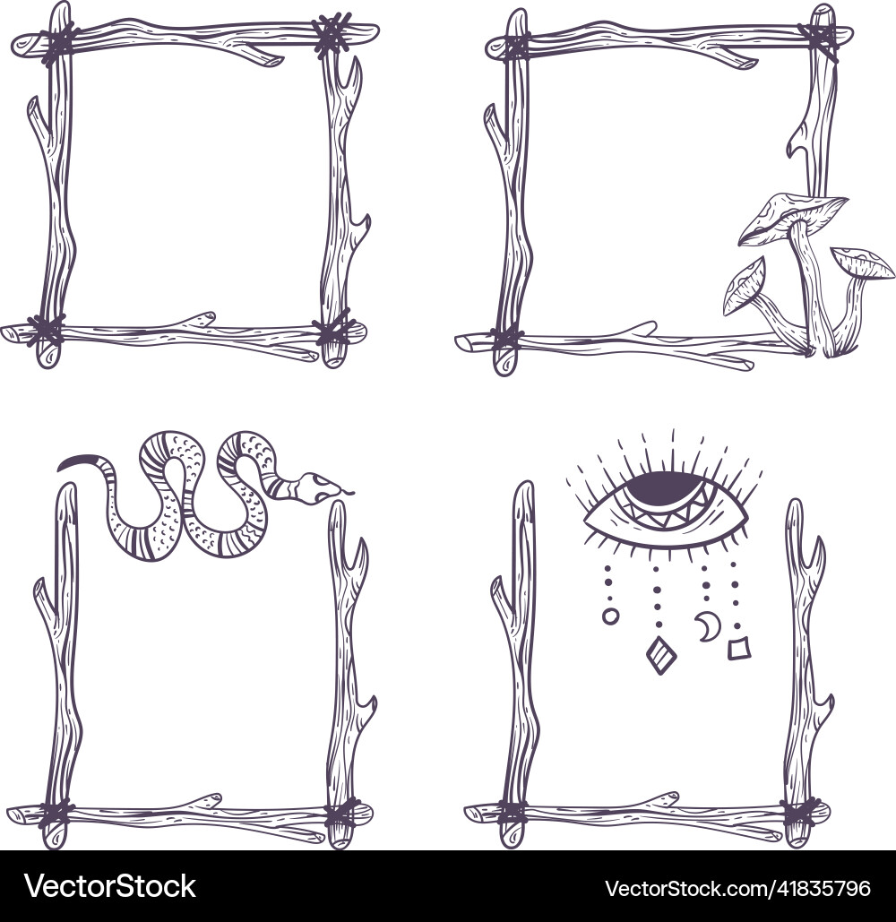 Boho esoteric frame isolated set Vector Image