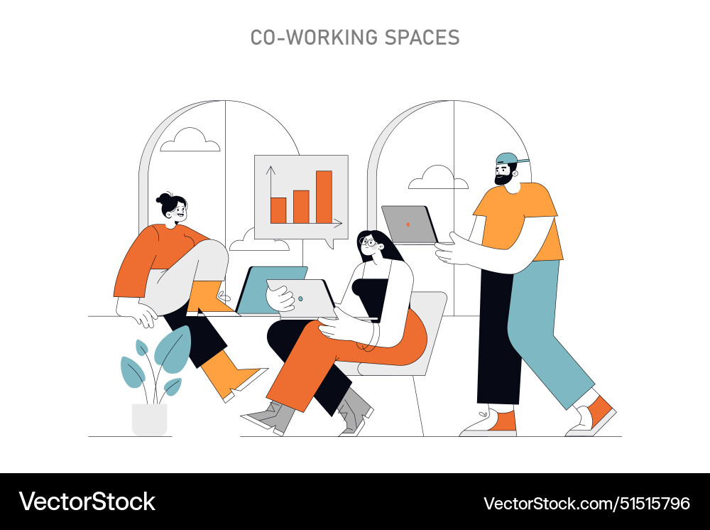 Co-working spaces concept Vector Image
