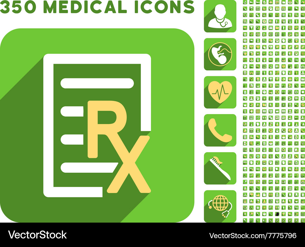 Empfang Text-Icon und medizinische Longshadow-Set Vektorbild