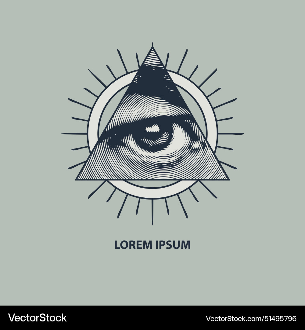 Eye of providence in a triangular pyramid Eye of providence in a triangular pyramid Vector Image