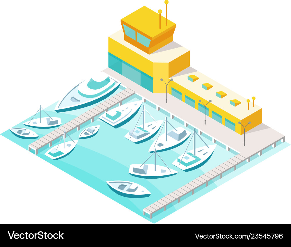 Harbor sea boats and yacht pier Harbor sea boats and yacht pier vector image