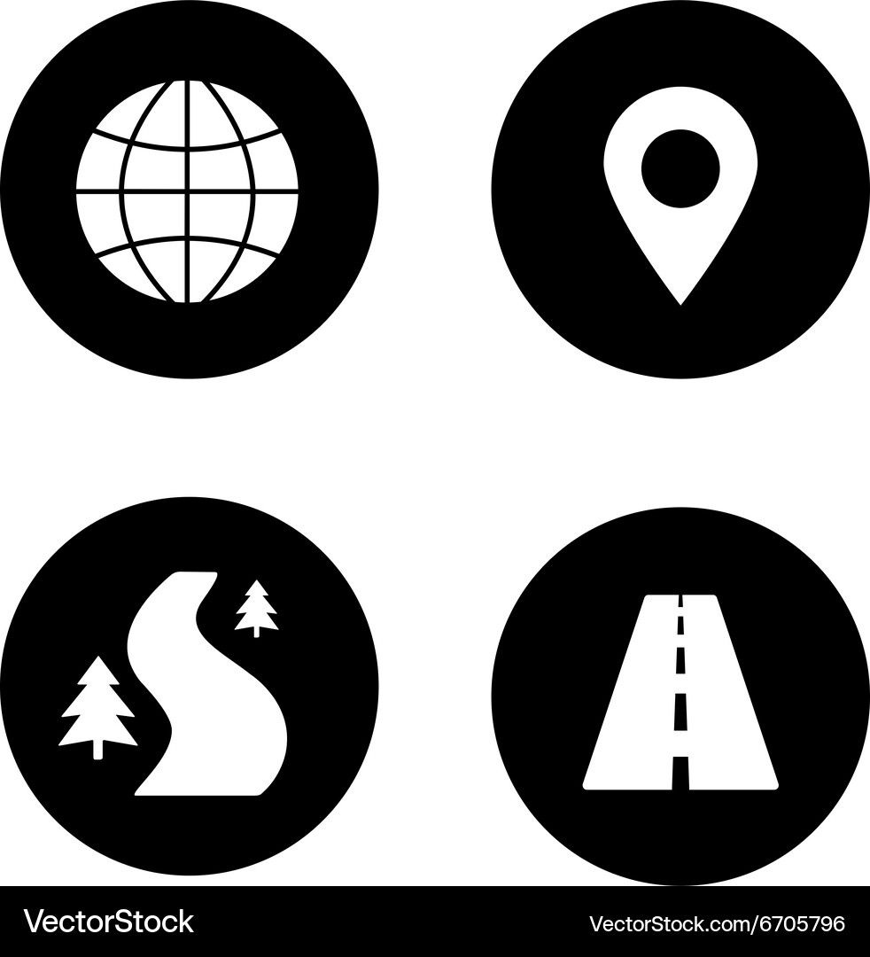 Map navigation black icons set Vector Image