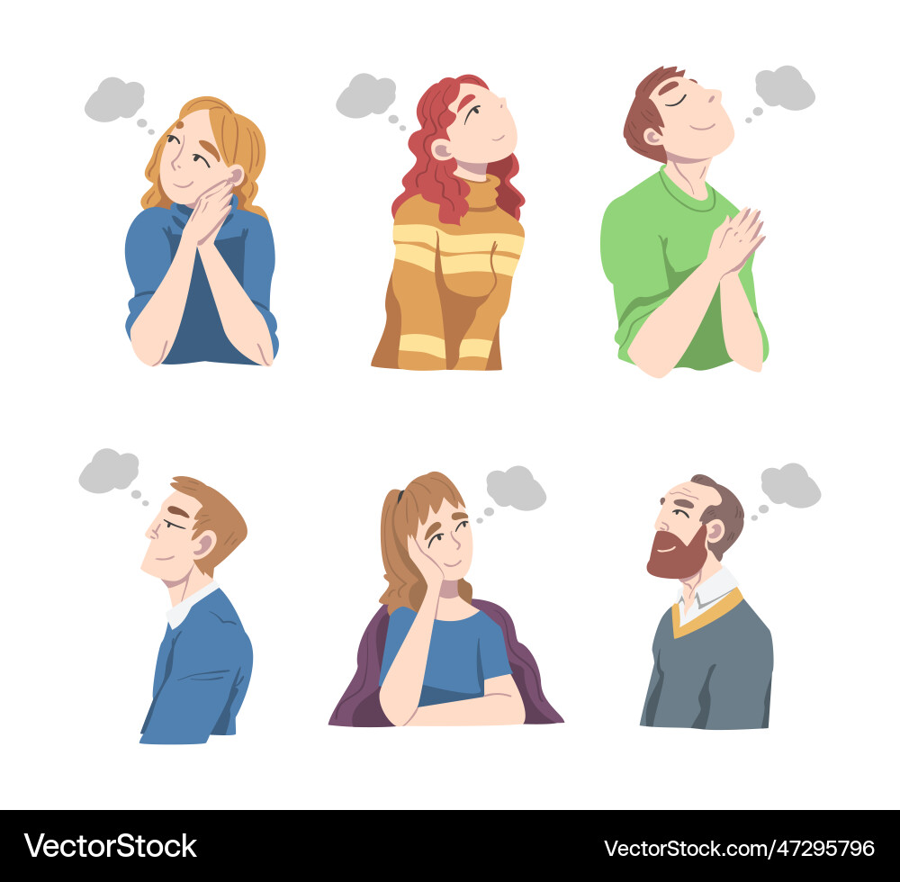 People characters daydreaming and fantasizing – Royalty-Free Vector |  VectorStock, image size:1000x980