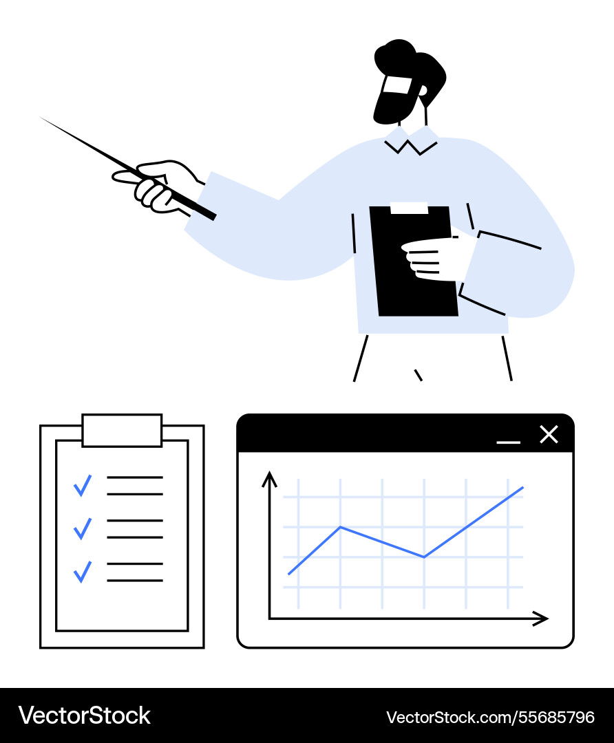 Professional presenting progress using checklist Professional presenting progress using checklist vector image