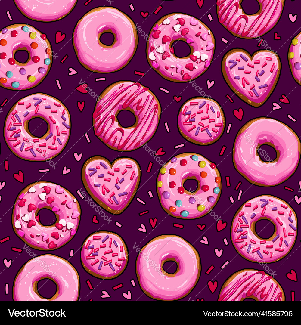 Seamless background with pink donuts Seamless background with pink donuts vector image