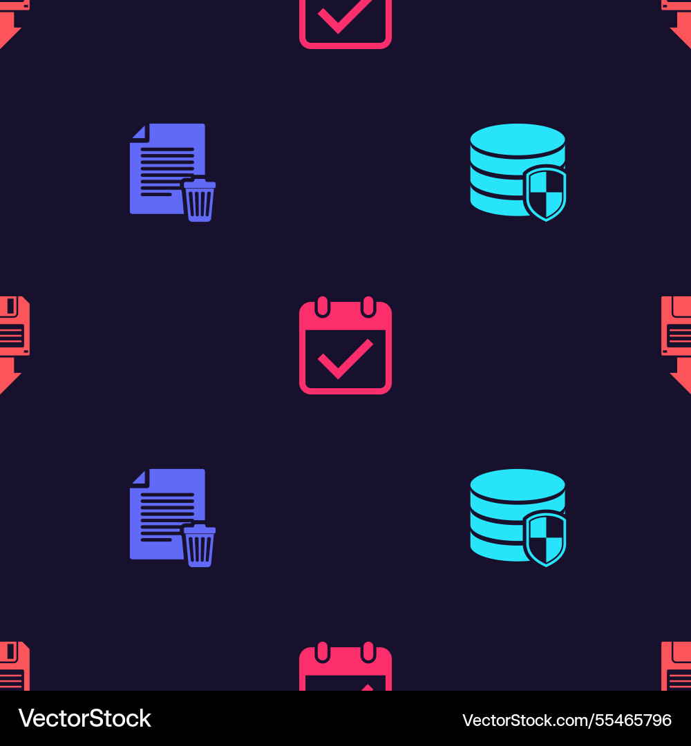 Set database protection delete file document Set database protection delete file document vector image