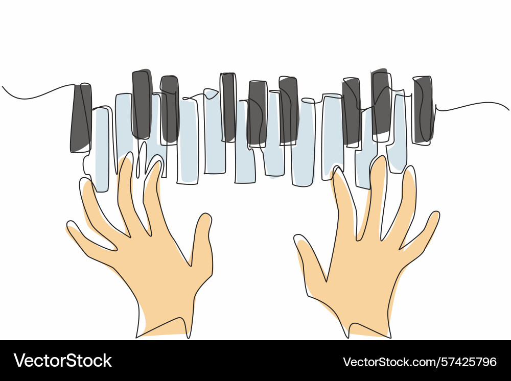 Single continuous line drawing hands pressing Vector Image
