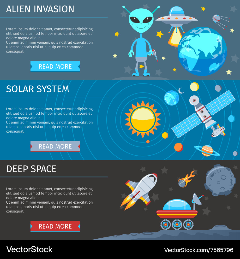Space Banner - Astronomie und Raumfahrtforschung Vektorbild