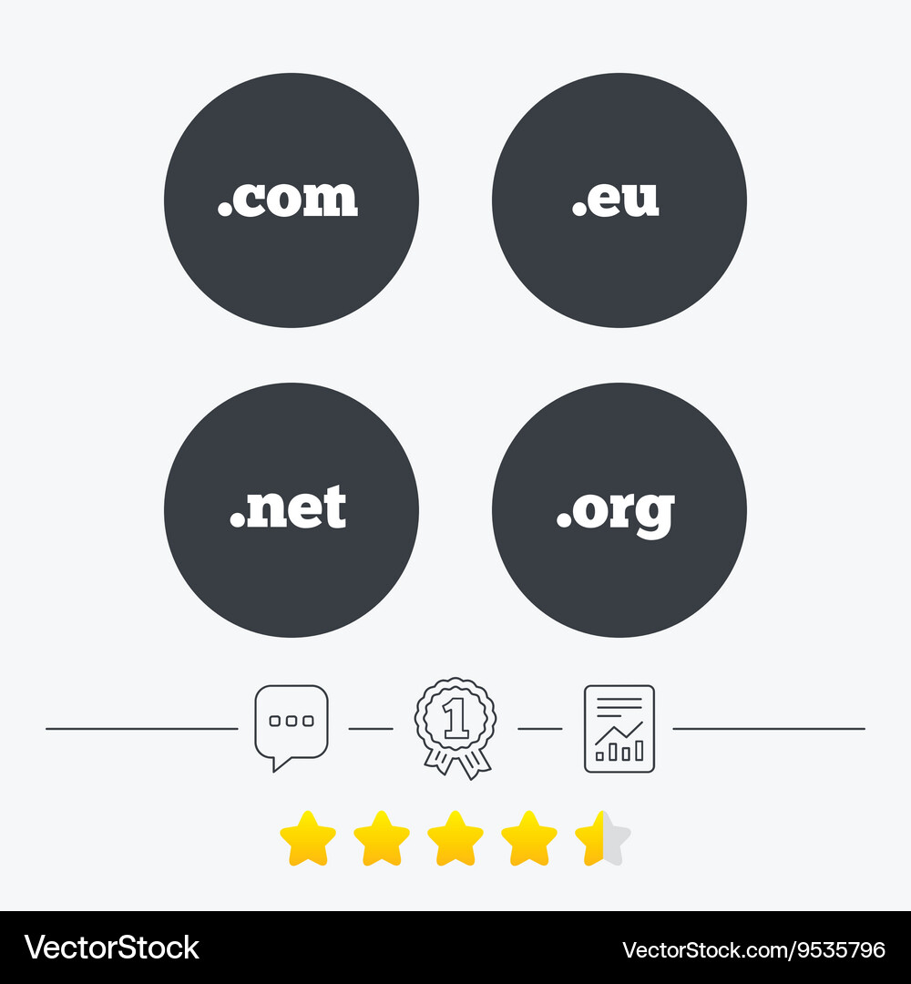 Top-Level-Domains signiert com eu net und org Vektorbild