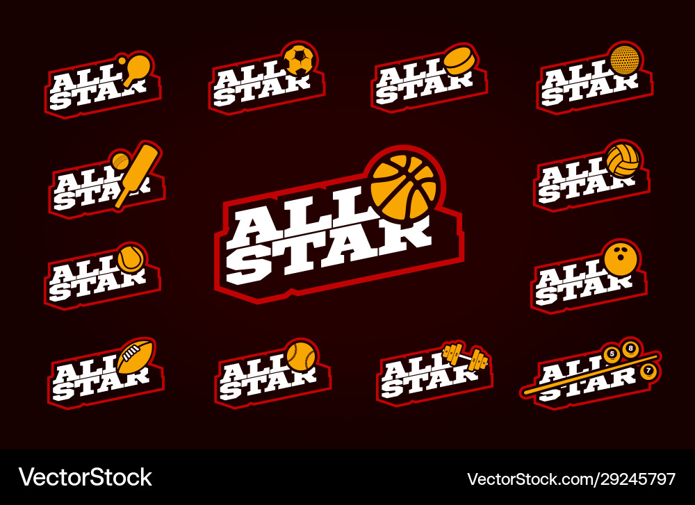 Alle Sterne Sport-Set moderne professionelle Typografie Alle Sterne Sport-Set moderne professionelle Typografie vektorbild