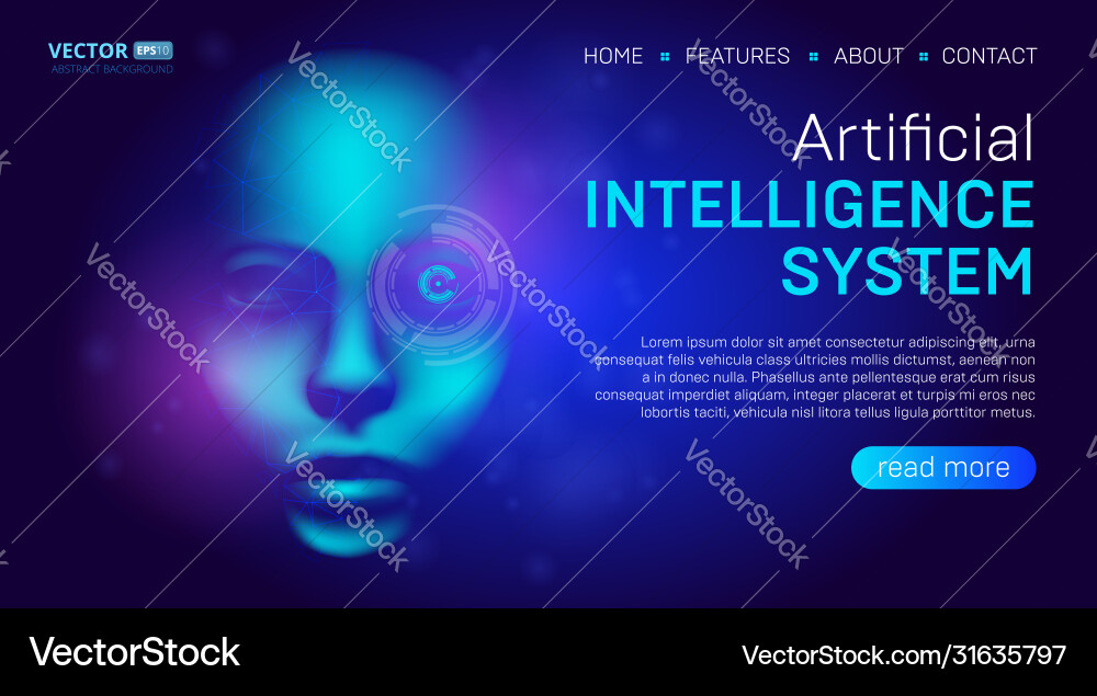 Artificial intelligence landing page background Artificial intelligence landing page background vector image