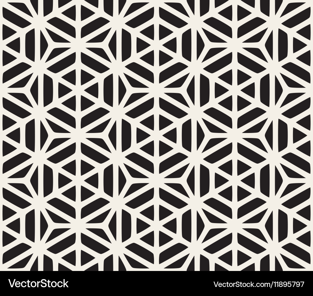 Black and White Hexagon Grid Pattern Vector Image