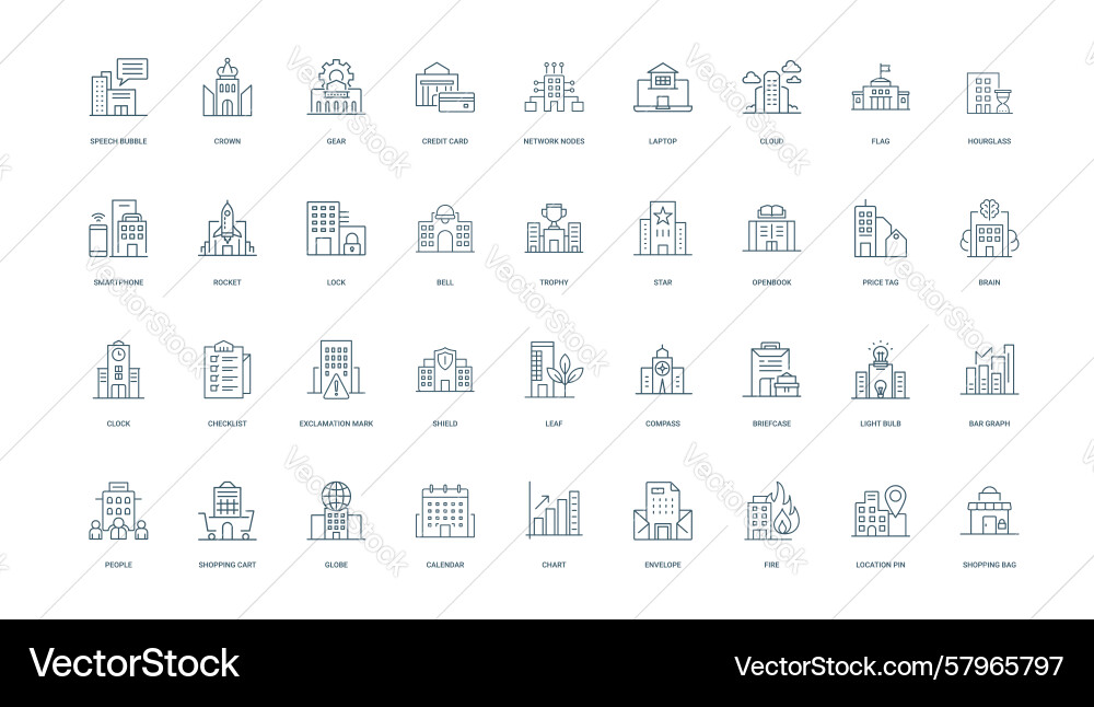 Building Icon Set - Business & Concepts Vector Image