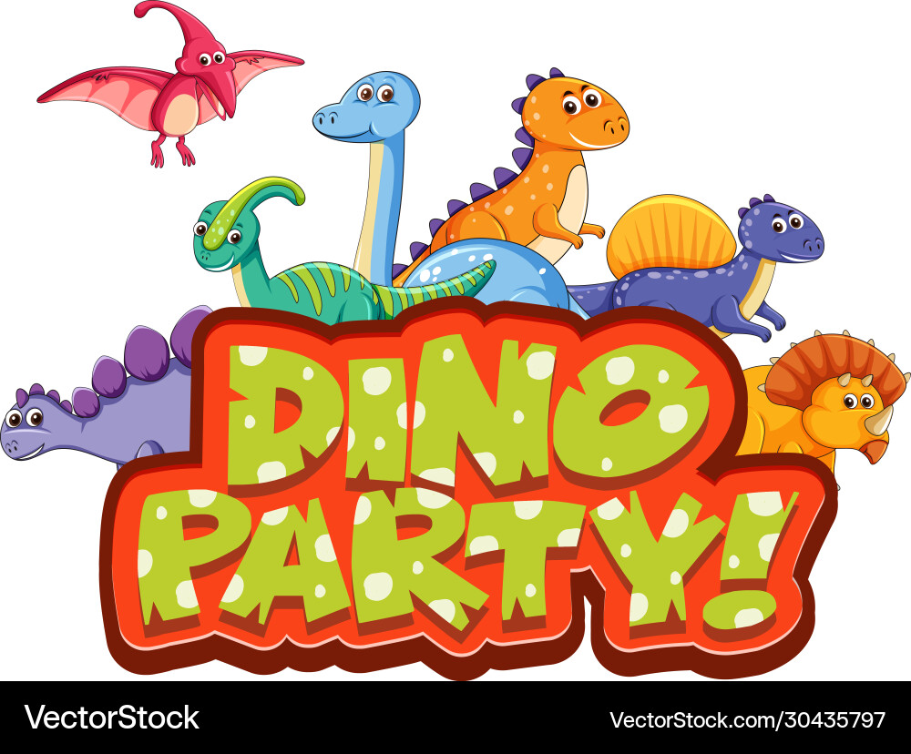 Font design for word dino party with many Font design for word dino party with many Vector Image