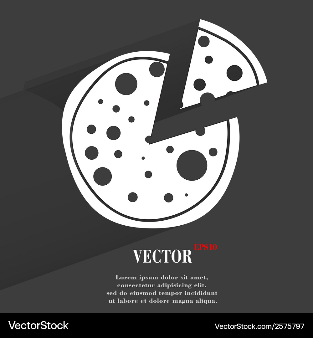 Pizza flat modern web button with long shadow Vector Image