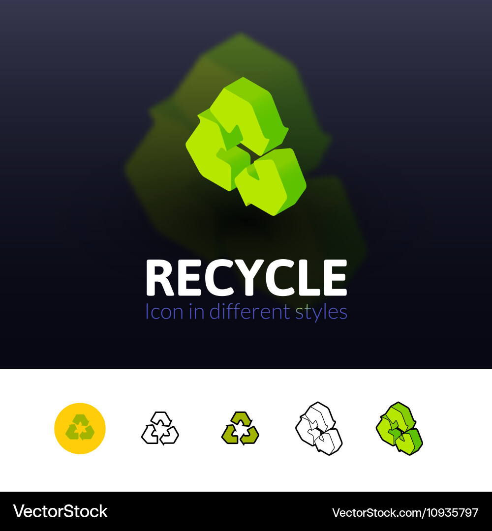 Recycle icon in different style Vector Image