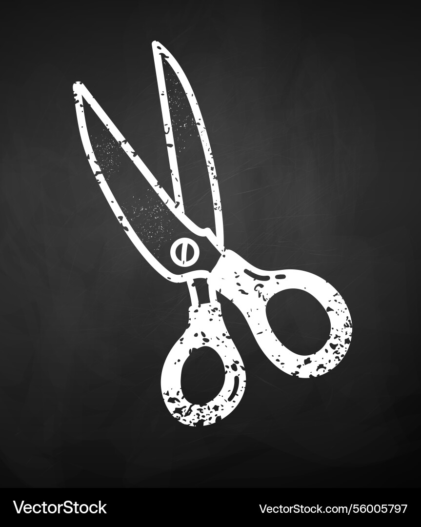 Scissors chalk doodle icon Royalty Free Vector Image
