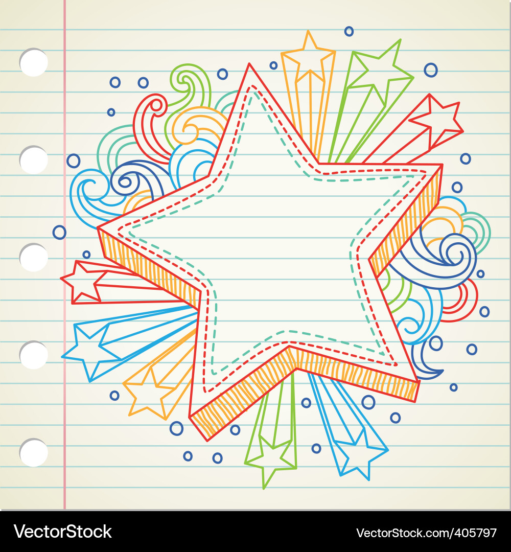 Star Doodle Hintergrund Vektorbild