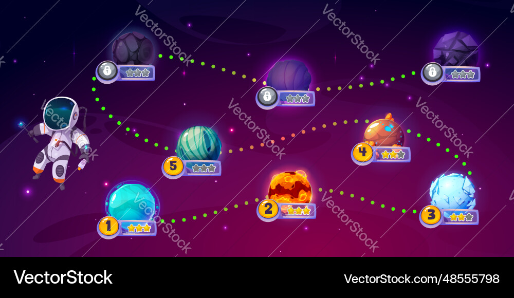 Astronaut adventure arcade game map Astronaut adventure arcade game map vector image