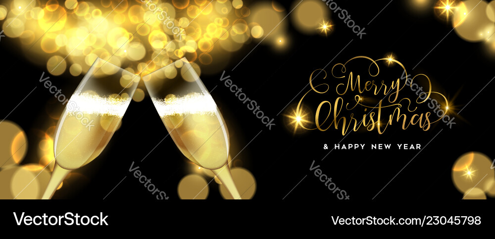 Christmas and new year champagne toast banner Christmas and new year champagne toast banner vector image