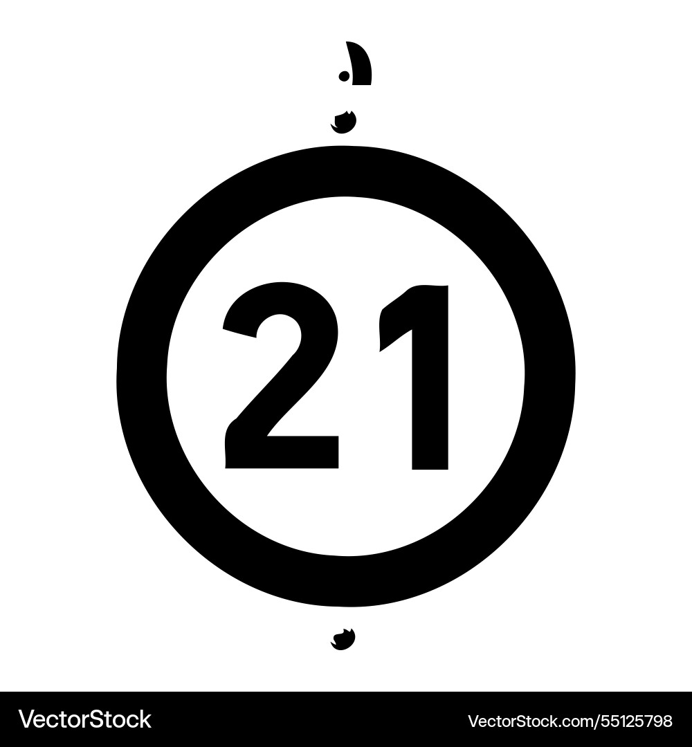 Number 21 inside circle with punctuation marks Number 21 inside circle with punctuation marks vector image