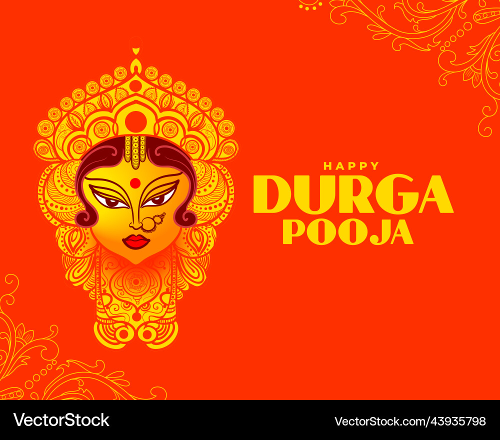 Realistic durga pooja indian festival wishes card Vector Image