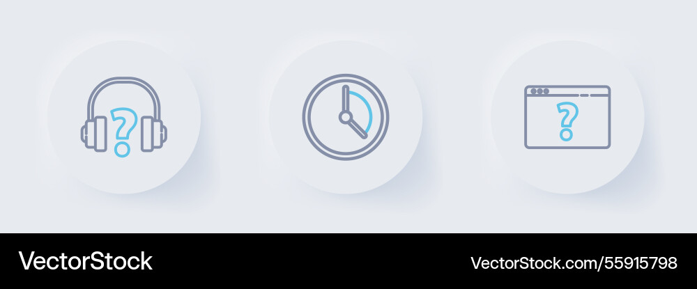 Set line browser with question mark time vector image