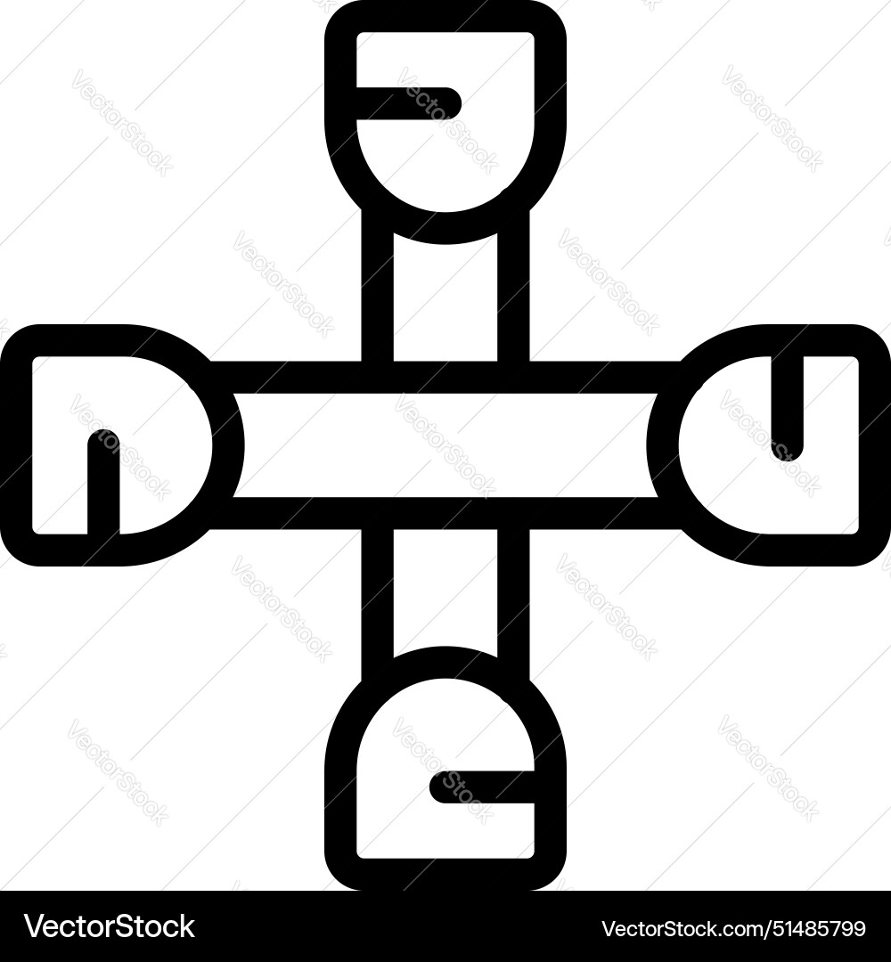 Black and white cross wrench icon Black and white cross wrench icon Vector Image