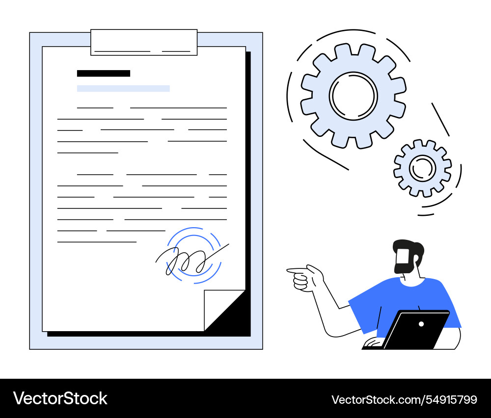 Digital signature on document with man using Digital signature on document with man using vector image