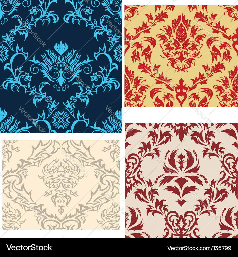 Elegant Damask Patterns vector image