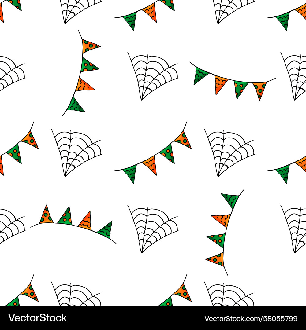 Halloween Flags & Web Pattern Vector Image