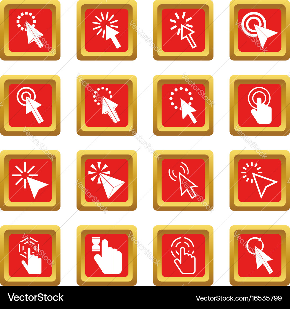Mouse pointer icons set red vector image