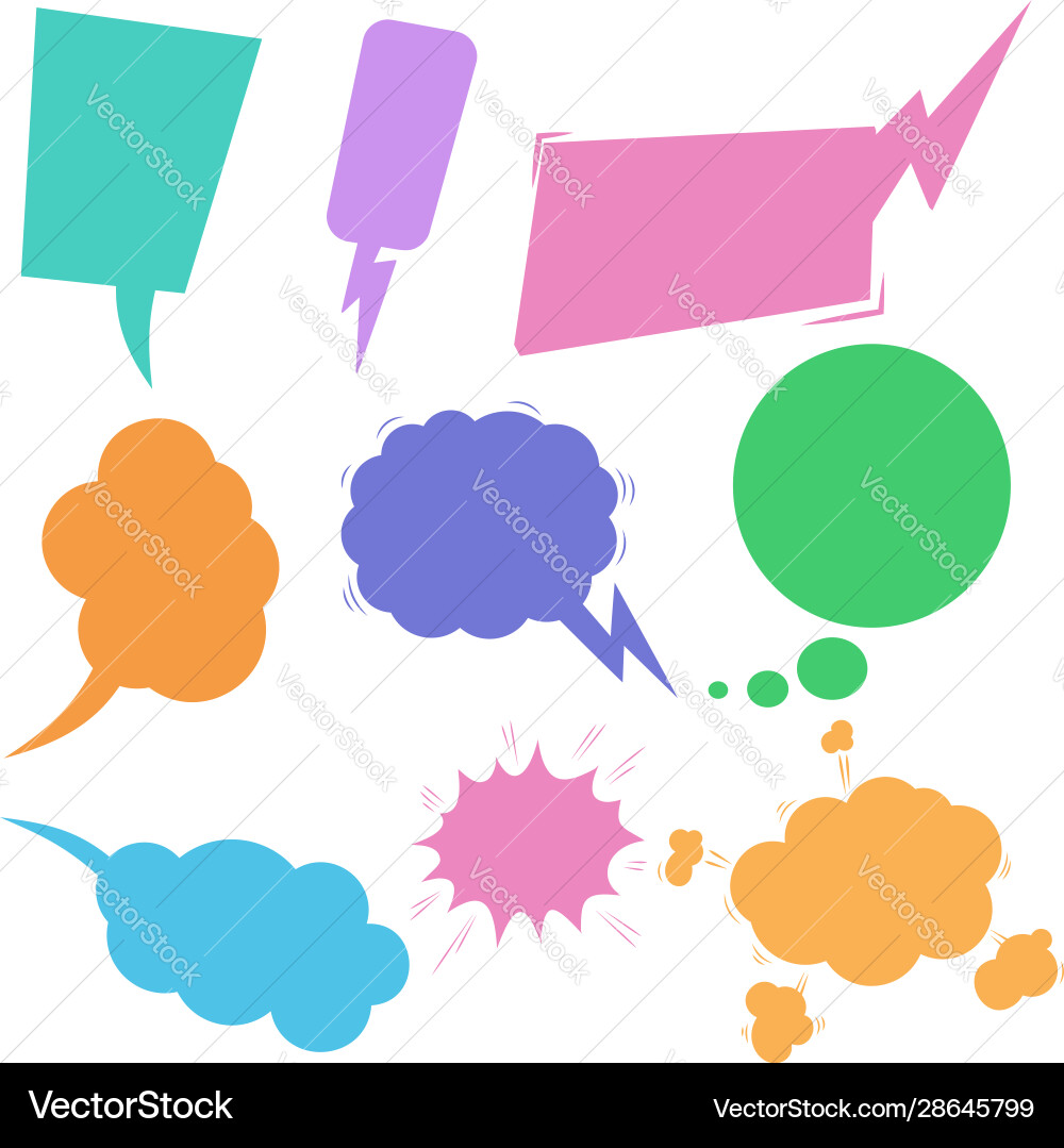 Set retro comic empty colored speech bubbles Vector Image