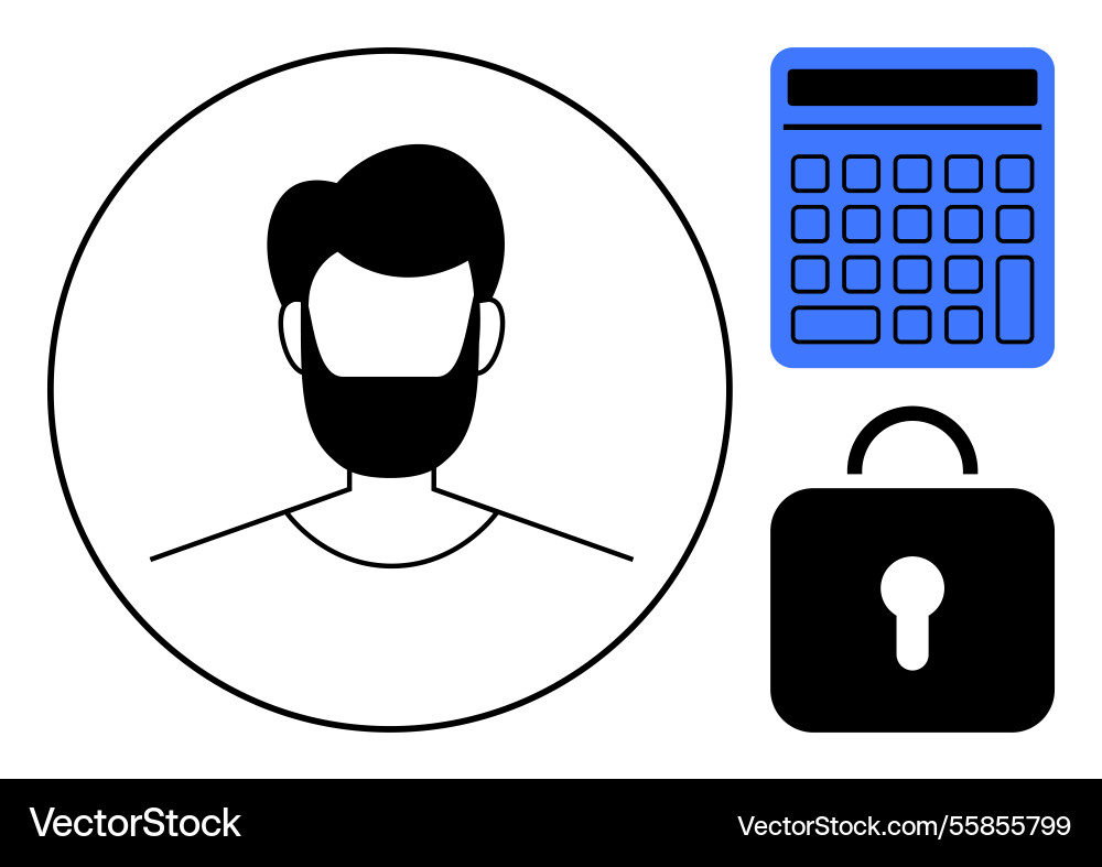 User identity with security lock and calculator User identity with security lock and calculator vector image
