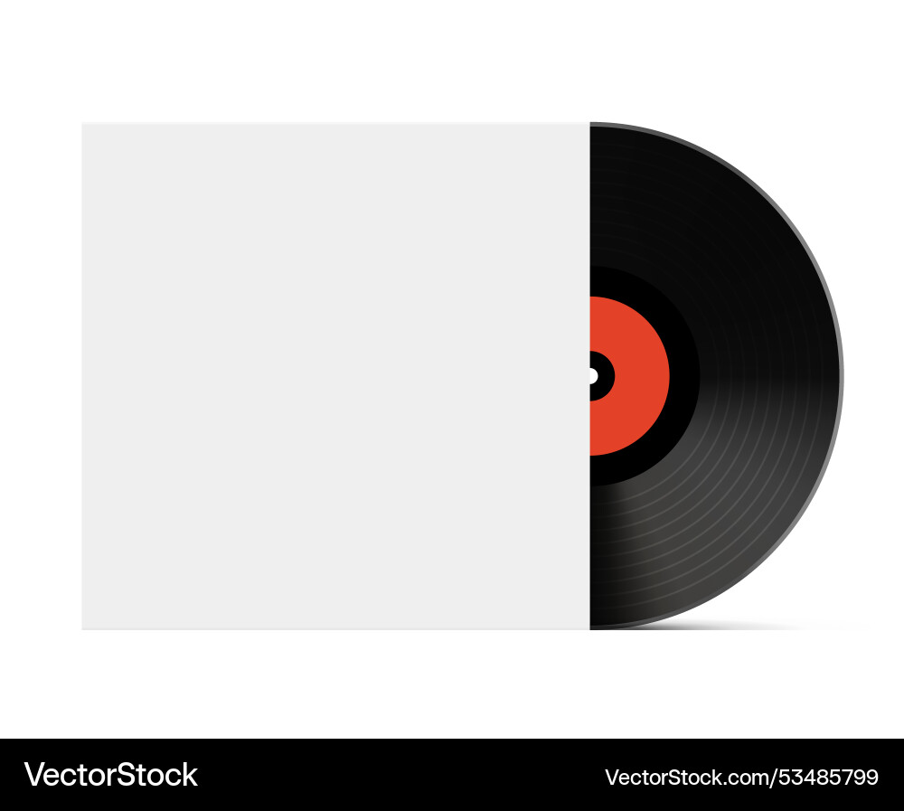 Vinyl record partially in sleeve classic black Vector Image