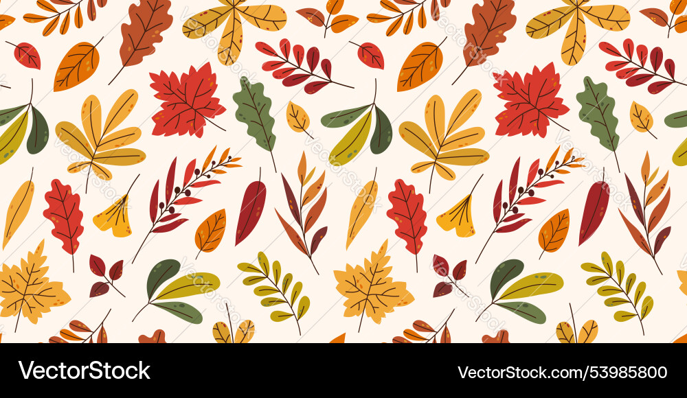 Autumnal seamless pattern with various colorful Autumnal seamless pattern with various colorful vector image
